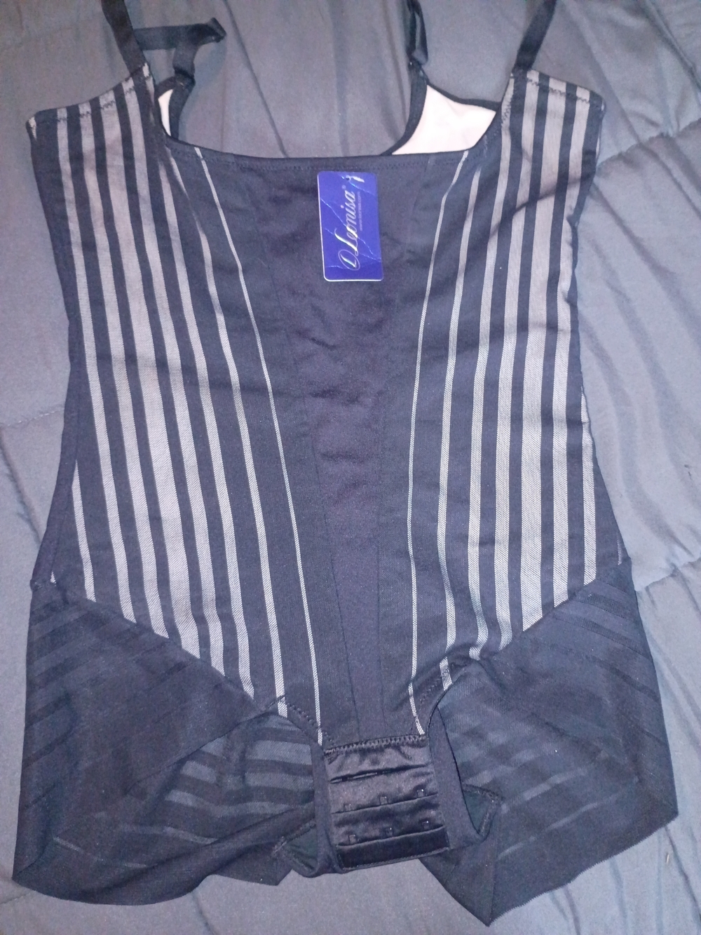 Vintage-Inspired Black & Gray Shapewear Bodysuit by Valmira